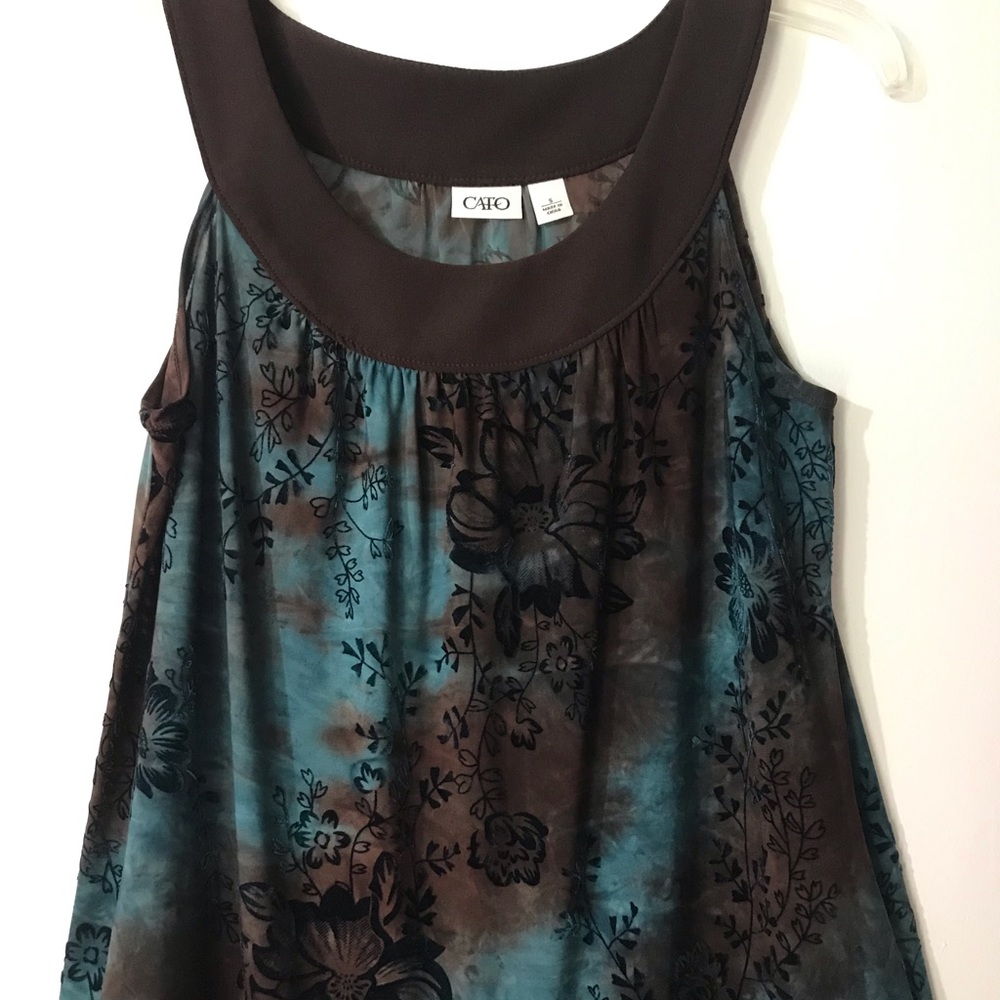CATO-Dressy sleeveless top-Size Small Brown/Green